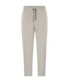 Brunello Cucinelli Pearl Grey Cotton Fleece Trousers In Nude