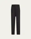 Brunello Cucinelli Drawstring Fluid Crepe Wool Twill Trousers In Black