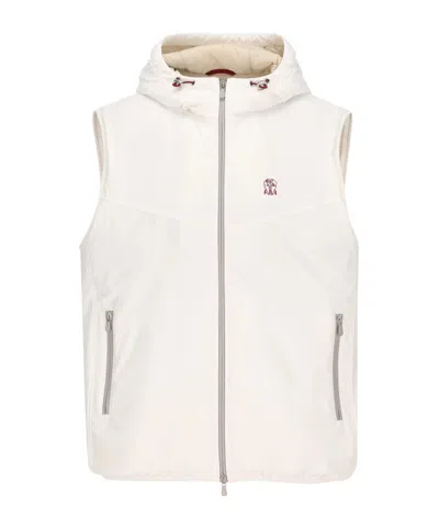 Brunello Cucinelli Drawstring-hood Gilet In White