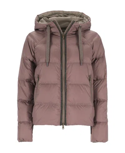 Brunello Cucinelli Drawstring Hooded Down Jacket In Purple