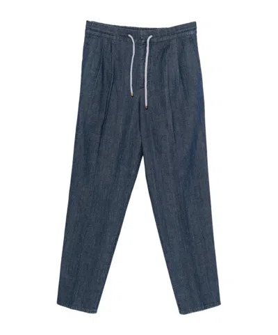BRUNELLO CUCINELLI BRUNELLO CUCINELLI DOUBLE PLEATS LIGHTWEIGHT DENIM TROUSERS