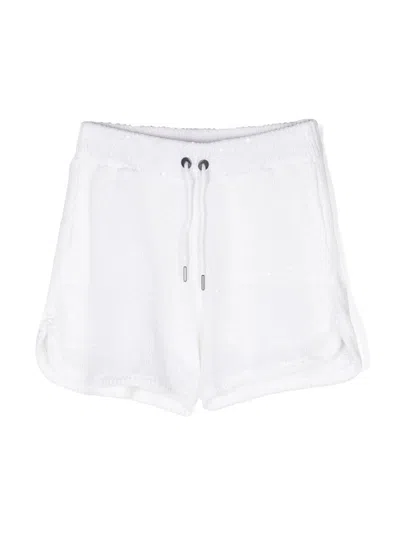 Brunello Cucinelli Kids' Drawstring Knitted Shorts In C9190 Bianco