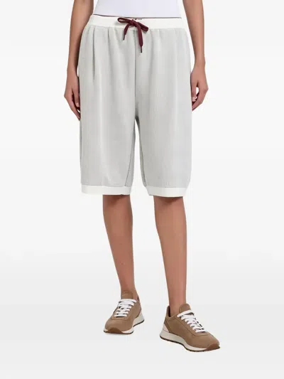 Brunello Cucinelli Drawstring Knitted Shorts In Gray