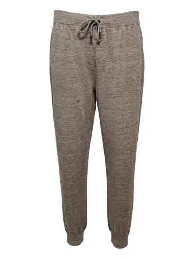 Brunello Cucinelli Drawstring Knitted Track Pants In Brown