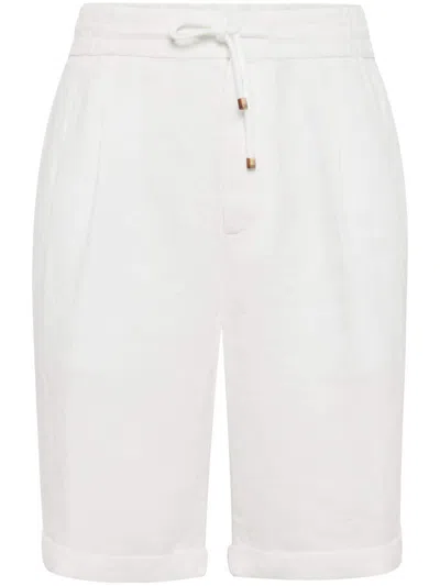 BRUNELLO CUCINELLI DRAWSTRING LINEN BERMUDA SHORTS