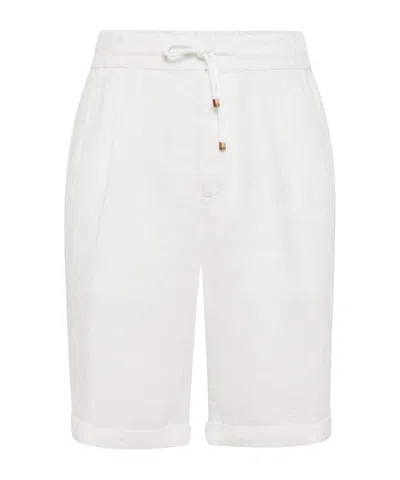 BRUNELLO CUCINELLI DRAWSTRING LINEN BERMUDA SHORTS