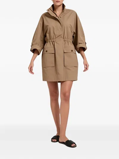 Brunello Cucinelli Drawstring Mini Dress In Brown