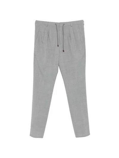 Brunello Cucinelli Drawstring Pleated Trousers In Gray