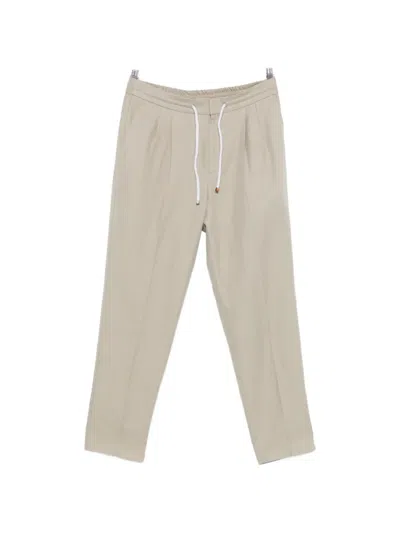 Brunello Cucinelli Drawstring Pleated Trousers In Neutral