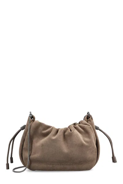 Brunello Cucinelli Drawstring Shoulder Bag In Brown