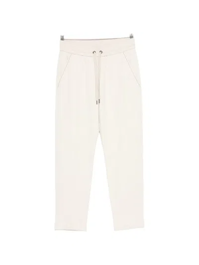 Brunello Cucinelli Drawstring Stitched-crease Track Pants In Neutral