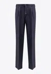 Brunello Cucinelli Drawstring Straight Pants In Blue