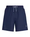 Brunello Cucinelli Straight-leg Mid-length Logo-embroidered Swim Shorts In Blue