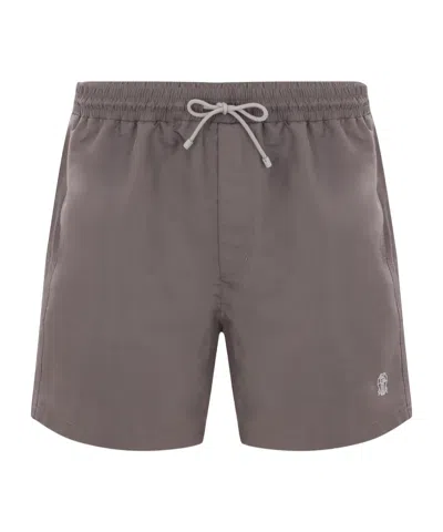 Brunello Cucinelli Drawstring Swim Shorts In Brown