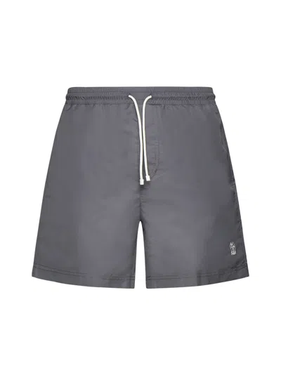 Brunello Cucinelli Drawstring Swim Trunks In Gray
