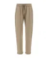Brunello Cucinelli Elastic Waistband Rolled Cuffs Side Pockets In Brown