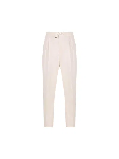 Brunello Cucinelli Drawstring Tapered Leg Trousers In Beige