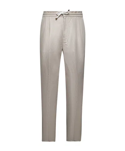 Brunello Cucinelli Drawstring Tapered Leg Trousers In Nude