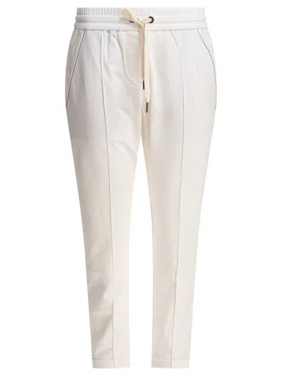 Brunello Cucinelli Drawstring Tapered-leg Sweatpants In Neutral