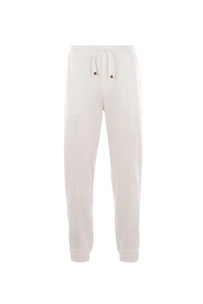 Brunello Cucinelli Cotton-blend Track Pants In White