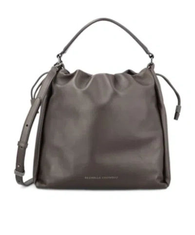 Brunello Cucinelli Logo-debossed Tote Bag In Black