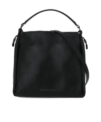 Brunello Cucinelli Drawstring Tote Bag In Black