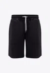 Brunello Cucinelli Cotton Blend Jogger Bermuda Shorts In Black