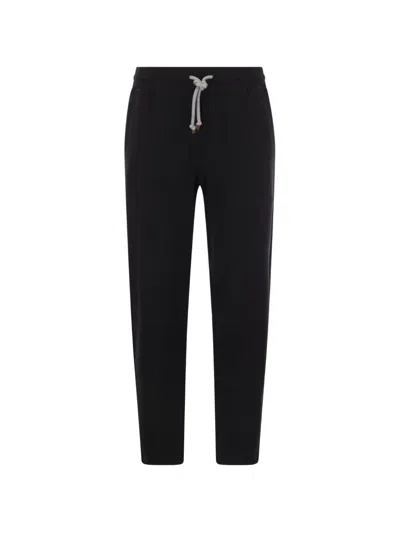 Brunello Cucinelli Drawstring Elastic Waist Sweatpants In Blue
