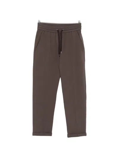 Brunello Cucinelli Women Cotton Drawstring Trousers In Brown