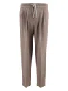 Brunello Cucinelli Drawstring-waist Cotton Trousers In Gray