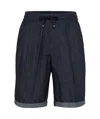 Brunello Cucinelli Drawstring-waist Denim Shorts In Black