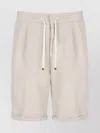 Brunello Cucinelli Drawstring Waist Linen Bermuda Shorts In Neutral