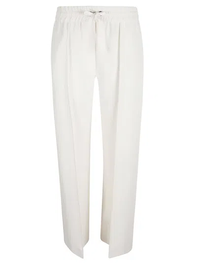 Brunello Cucinelli Drawstring Waist Straight Leg Plain Track Pants In Pure White