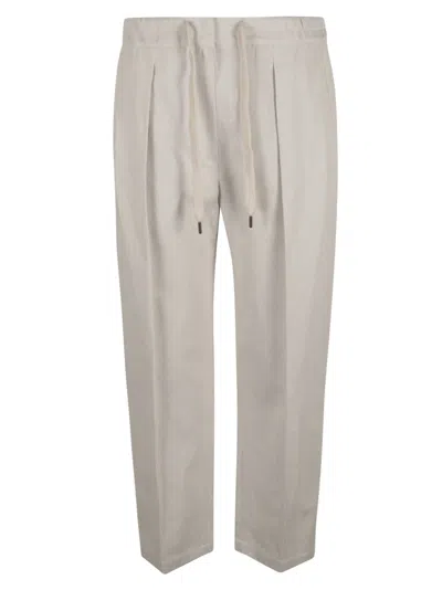 Brunello Cucinelli Drawstring Waist Straight Leg Trousers In White