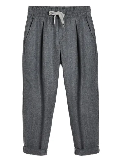 Brunello Cucinelli Kids' Drawstring-waist Trousers In Gray