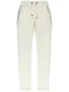 Brunello Cucinelli White Pants With Elastic Drawstring Waist And Monile Detail On The Pockets In Cotton Woman In White