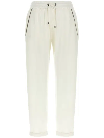 BRUNELLO CUCINELLI BRUNELLO CUCINELLI DRAWSTRING WAIST TROUSERS WITH TURN-UP HEM