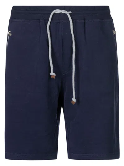 Brunello Cucinelli Drawstring Waist Zipped Pocket Shorts In Blue