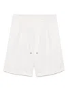 Brunello Cucinelli Men Garment-dyed Bermuda Shorts In Linen Gabardine With Drawstring And Pleat In White