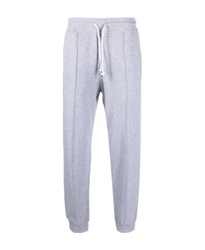Brunello Cucinelli Drawstring-waistband Stretch-cotton Track Pants In Gray