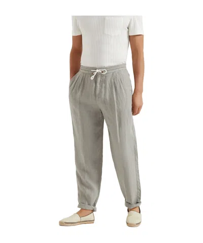 Brunello Cucinelli Drawstring-waistband Tapered Trousers In Gray