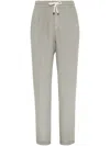 Brunello Cucinelli Drawstring-waistband Tapered Trousers In Grey