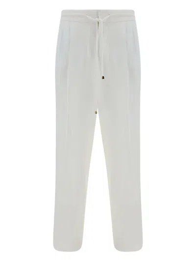Brunello Cucinelli Drawstring-waistband Trousers In White