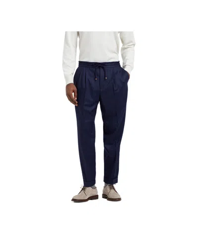 Brunello Cucinelli Drawstring-waistband Wool Tapered Trousers In Black