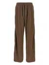 Brunello Cucinelli Elastic Waistband Wide Leg Trousers With Side Stripe Detail In Brown