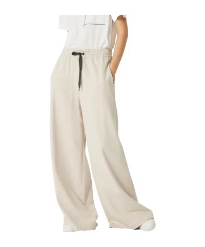 Brunello Cucinelli Drawstring Wide-leg Trousers In White