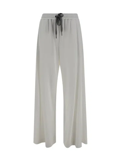 Brunello Cucinelli Drawstring Wide-leg Trousers In White