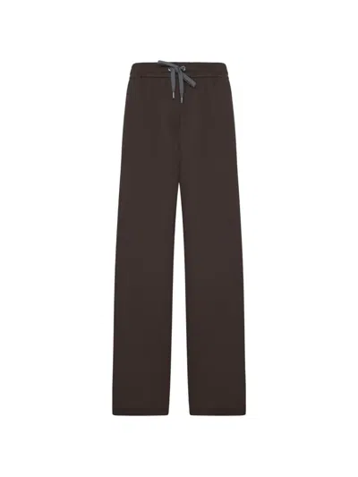 Brunello Cucinelli Drawstring Wide-leg Track Pants In Brown
