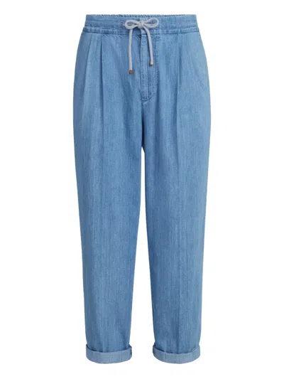 Brunello Cucinelli Drawstring-waist Pleated Jeans In Blue