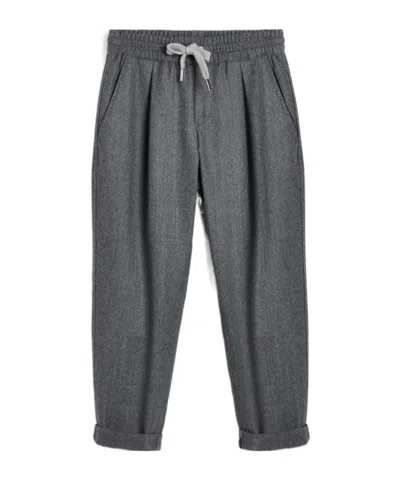 Brunello Cucinelli Kids' Drawstring-waist Trousers In Gray